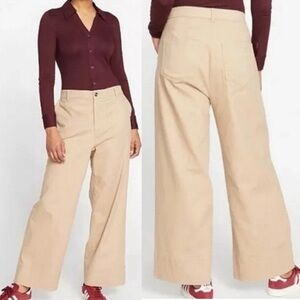 Universal Standard Carol High Rise Stretch Twill Wide Leg Pants Trousers Khaki